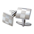 2 Tone Square Silver Metal Cufflinks - Checkered